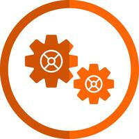 Gear Glyph Orange Circle Icon vector