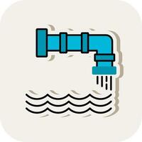 Water Pollution Line Filled White Shadow Icon vector