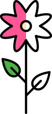 Flower Filled Half Cut Icon