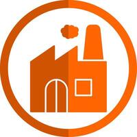 fábrica glifo naranja circulo icono vector