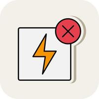 No Electricity Line Filled White Shadow Icon vector