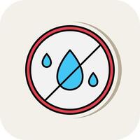 No Water Line Filled White Shadow Icon vector