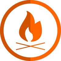 Fire Glyph Orange Circle Icon vector