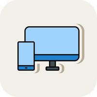 Devices Line Filled White Shadow Icon vector