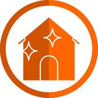 casa limpieza glifo naranja circulo icono vector