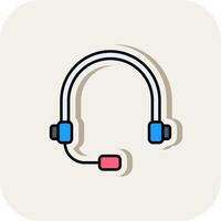 Headset Line Filled White Shadow Icon vector