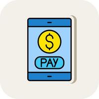 Mobile Payment Line Filled White Shadow Icon vector