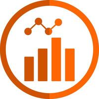 datos análisis glifo naranja circulo icono vector