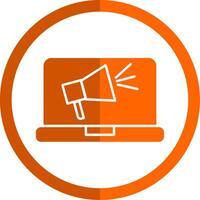 digital márketing glifo naranja circulo icono vector