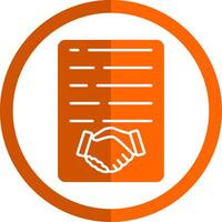 Handshake Glyph Orange Circle Icon vector