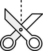 cortar con tijeras lleno medio cortar icono vector