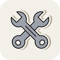 Wrench Line Filled White Shadow Icon vector