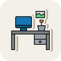 Workplace Line Filled White Shadow Icon vector