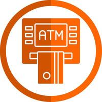 Atm Machine Glyph Orange Circle Icon vector