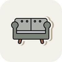 Sofa Line Filled White Shadow Icon vector