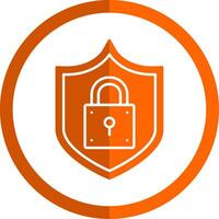 Lock Glyph Orange Circle Icon vector