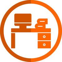 mesa glifo naranja circulo icono vector