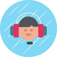 Customer Service Flat Blue Circle Icon vector