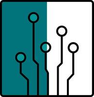 Circuit Filled Half Cut Icon vector