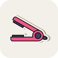 Hair Straightener Line Filled White Shadow Icon vector