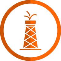 petróleo torre glifo naranja circulo icono vector