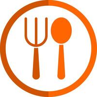Fork Spoon Glyph Orange Circle Icon vector