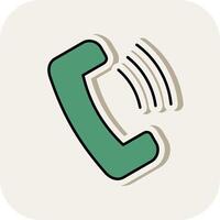 Phone Call Line Filled White Shadow Icon vector