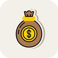 Money Bag Line Filled White Shadow Icon vector