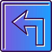 Turn Left Gradient Filled Icon vector