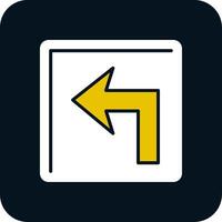 Turn Left Glyph Two Color Icon vector