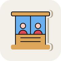 Ticket Box Line Filled White Shadow Icon vector