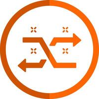 Shuffle Glyph Orange Circle Icon vector