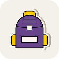 Backpack Line Filled White Shadow Icon vector