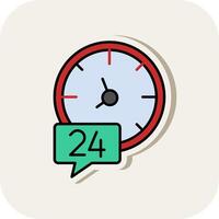 24 Hours Line Filled White Shadow Icon vector