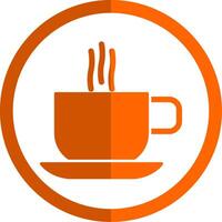 Hot Coffee Glyph Orange Circle Icon vector