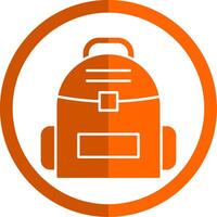 Backpack Glyph Orange Circle Icon vector