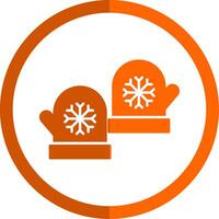 Mitten Glyph Orange Circle Icon vector