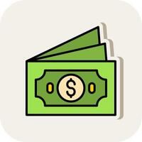 Cash Line Filled White Shadow Icon vector