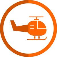 helicóptero glifo naranja circulo icono vector