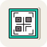 qr código línea lleno blanco sombra icono vector