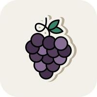 Zinfandel Grapes Line Filled White Shadow Icon vector