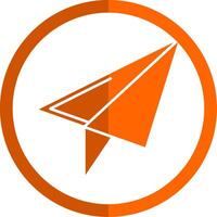 Paper Plane Glyph Orange Circle Icon vector