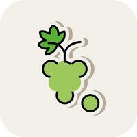 Grapes Line Filled White Shadow Icon vector