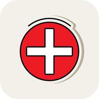Plus Sign Line Filled White Shadow Icon vector