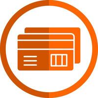 crédito tarjeta pago glifo naranja circulo icono vector
