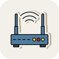 Wifi Router Line Filled White Shadow Icon vector