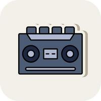 Cassette Recorder Line Filled White Shadow Icon vector