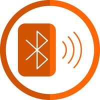 Bluetooth Glyph Orange Circle Icon vector