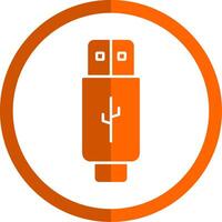 Usb Glyph Orange Circle Icon vector