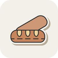 Bread Line Filled White Shadow Icon vector